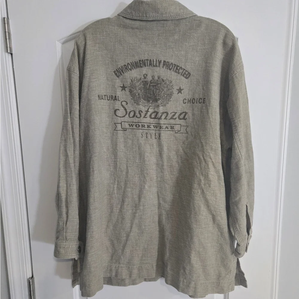 Sostanza Natural Choice Linen‎ Jacket Women's XL Beige Button Front Workwear